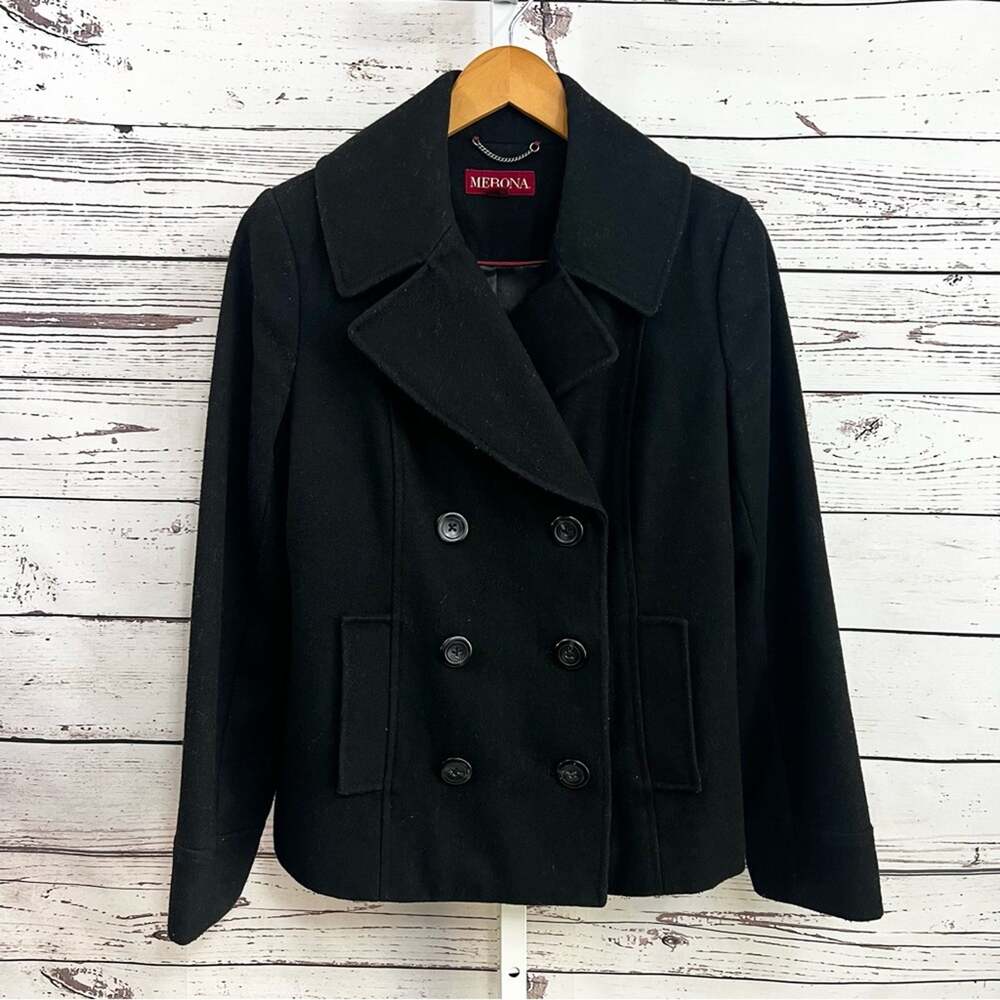 Merona Women's Classic Black Wool Peacoat Small NWOT